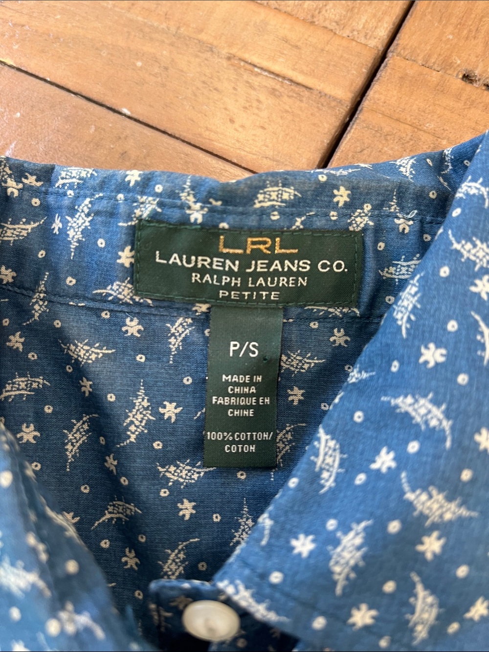 Lauren Ralph Lauren Women's Blue Floral Ruffle Blouse petite small Cottagecore - Picture 3 of 5